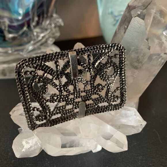 Vintage Faceted Steel Buckle, Unstamped - Picture 3 of 4